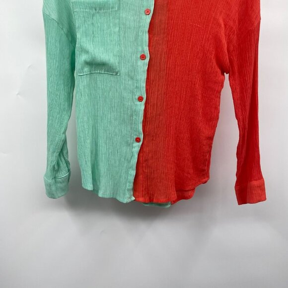 ANDTHEWHY Womens Colorblock Top Button Up Long Sleeve Size Small - Picture 3 of 9